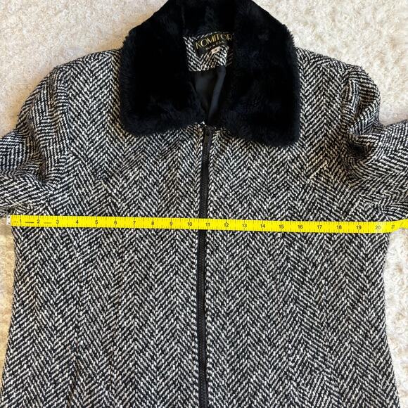 Vintage Komitor Made in USA Womens Small Wool Blend Full Zip Long Collared Coat - Picture 8 of 9